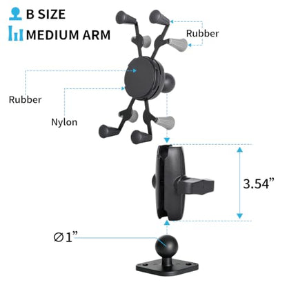 Strg Phone Mount with 2 Holes Drill-Down Diamond Base and Aluminum Arm - size: Aluminum Alloy Diamond Base