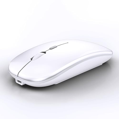 WREANU Wireless Bluetooth Mouse Rechargeable Laptop Mice, Bright White - color: Bright White