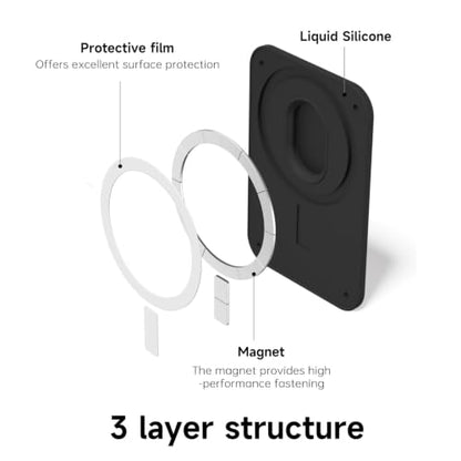 oakxco Magnetic Phone Wallet Stick On, Secure Phone Card Holder Silicone Compatible with Magsafe, Adhesive Pocket Sleeve ID Credit Card, Slim Thin Card Case, Compatible with iPhone Samsung, Black - color: Black