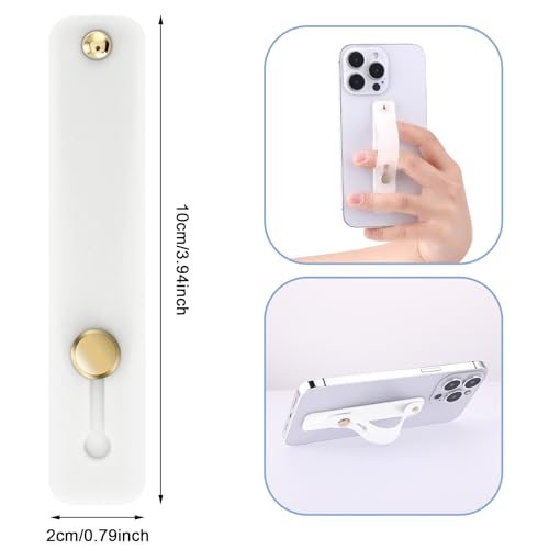 WLLHYF 2Pcs Phone Loop Holder, Silicone Phone Grip Strap Stand Universal Portable Finger Kickstand for Most Smartphones (2pcs-White) - color: White