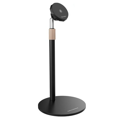 GALVANOX Magnetic Fast-Charging Desk Phone Stand (Adjustable Height) Compatible with MagSafe, Tall Wireless Charger, Heavy Metal Base (15W) Desktop iPhone Holder, Great for Office/Video Calls