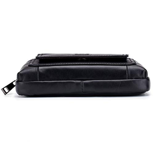 Leather Phone Belt Bag Holster Pouch for Men Loop Flip Coin Purse Case Cell Phone Waist Pack Pouch Case - color: #01black