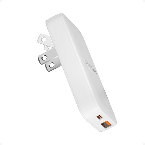 USB C Flat Wall Charger PD 45W, TESSAN Flat Fast Phone Charger Foldable - size: USB-A & USB-C, PD 45 W