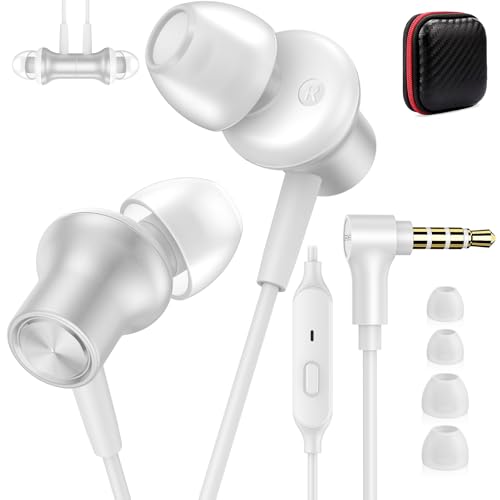 ASKUBSKU 3.5mm Headphones Wired Earbuds for Chromebook Laptop PC, Silver - color: Silver
