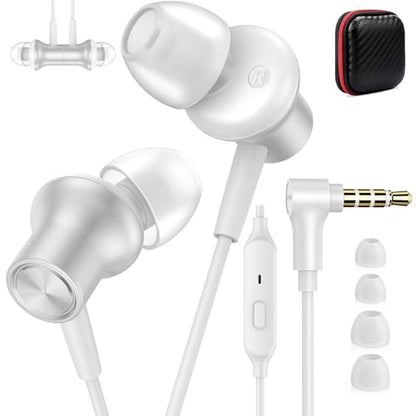 ASKUBSKU 3.5mm Headphones Wired Earbuds for Chromebook Laptop PC, Silver - color: Silver