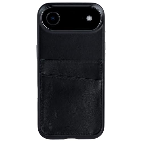 Dockem Genuine Leather Card Case for iPhone 17 Air with Camera Control Button and Stitched-on Wallet with 2 Holder Slots (Black, M2GL) - color: Black, size: 17 Air
