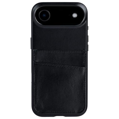 Dockem Genuine Leather Card Case for iPhone 17 Air with Camera Control Button and Stitched-on Wallet with 2 Holder Slots (Black, M2GL) - color: Black, size: 17 Air