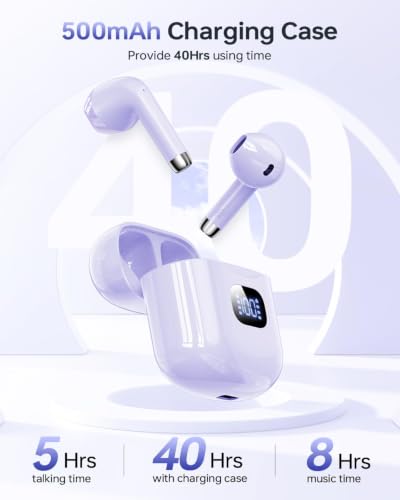 KTGEE Wireless Earbuds Bluetooth 5.3 Ear Buds Headphones, 40Hrs Playback - color: Orchid