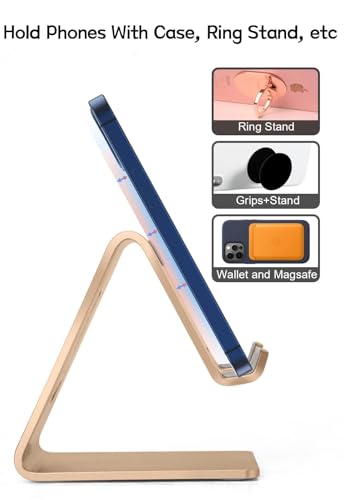 Aoviho Cell Phone Stand for Desk, Aluminum Phone Holder, Rose Gold - color: Rose Gold