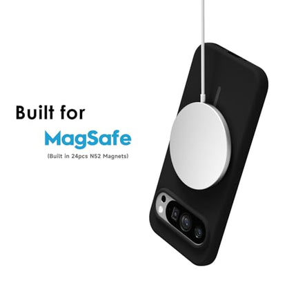 oakxco for Google Pixel 9 Pro XL Case Silicone Mag Safe, Magnetic Slim Thin Phone Case Compatible with Magsafe, Women Girls Cute Girly Aesthetic Soft Rubber Gel Safecase with Camera Cover, Black - color: Black, size: Pixel 9 Pro XL