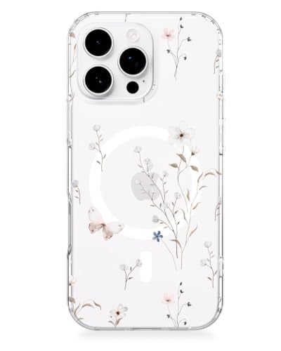 Feams for iPhone 16 Pro Max Case [Compatible with Magsafe] Slim Shockproof Protective Clear Phone Cover for iPhone 16 Pro Max 6.9" Women Girls, Meadow Floral - color: Meadow Floral, size: for iPhone 16 Pro Max (6.9 Inch)