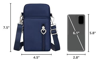 Small Crossbody Bag for Women - Mini Phone Purses with Crossbody Strap and Wallet - Nylon Arm Bag - color: A-darkblue