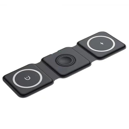 Charging Station is Compatible with Apple Multiple Devices - 3 in 1 Foldable Magnetic Wireless Charger Dock-Travel Charging Pad for iPhone 16 15 14 13 12 Pro Max Plus Watch & Airpods. (Black).