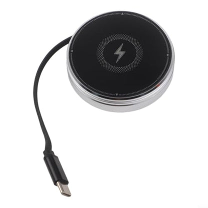 3‑in‑1 Magnetic Wireless Charger Stand, ABS Plastic, 15W 1‑Pack – Retractable Cable, Adjustable Angle Docking Station for Smartphone, Smartwatch & Earbuds(Black)