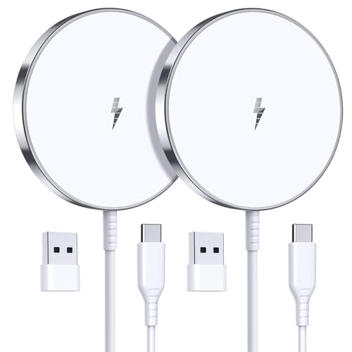 Magnetic Wireless Charger, 2-Pack 15W Fast Mag-Safe Stand for iPhone 17-12 - color: Silver