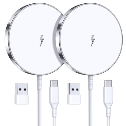 Magnetic Wireless Charger, 2-Pack 15W Fast Mag-Safe Stand for iPhone 17-12 - color: Silver