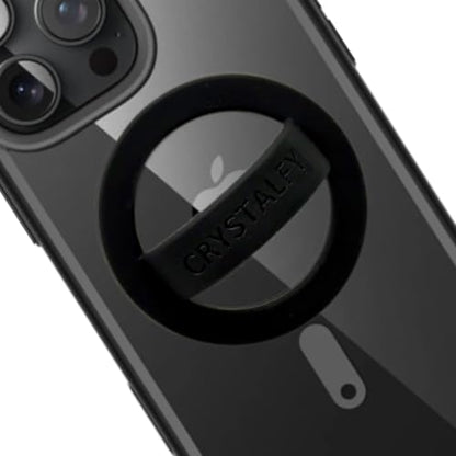 Grips by CRYSTALFY Magnetic Silicone Ring Grip Phone Holder, Rotating Finger Loop Ring Grip Holder, Soft and Portable, Strong Magnetic Attraction, Compatible with Magsafe Phone Case (Black) - color: Black