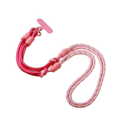 Braided Phone Crossbody Lanyard, Adjustable Neck and Wrist Strap with Quick Release Compatible with Most Smartphones - color: Rose+pink