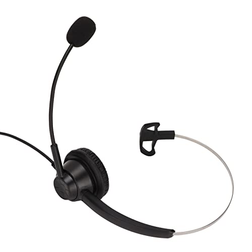 H360-3.5VA Single Sided Headset, Corded Monaural Headset with Noise Canceling Mic and Volume Control, Single Ear Headset for 3.5mm Jack Devices in Call Centers and