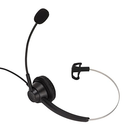 H360-3.5VA Single Sided Headset, Corded Monaural Headset with Noise Canceling Mic, Volume Adjustment and 4 x 3.5mm Elbow Plugs for Call Centers, Office and Home Use