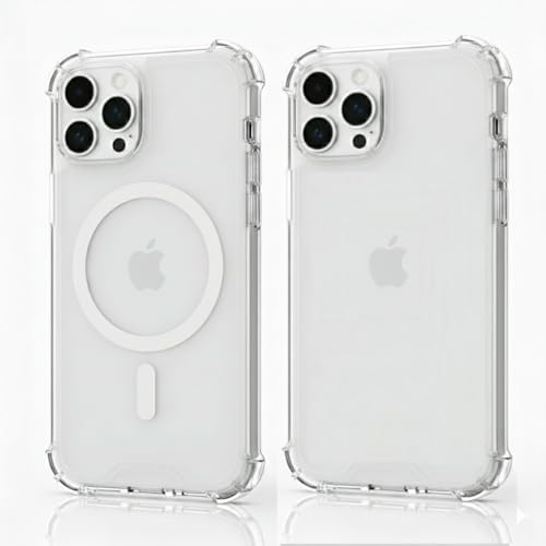Compatible with Pack of 2 Case iPhone 15 PRO Case Clear MagSafe + Clear, 2.5mm Shockproof Military Grade Drop Protection, Hard Transparent Anti Yellowing Back - color: Clear MagSafe + Clear, size: IPHONE 15 PRO