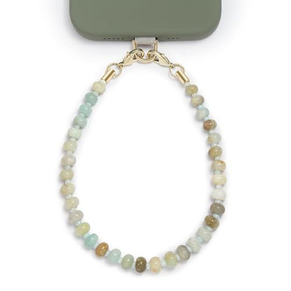 POSADINA Natural Stone Phone Charm, Beaded Healing Phone Wrist Strap, Handmade Cellphone Chain Lanyard with Tether Tab - color: Amazonite
