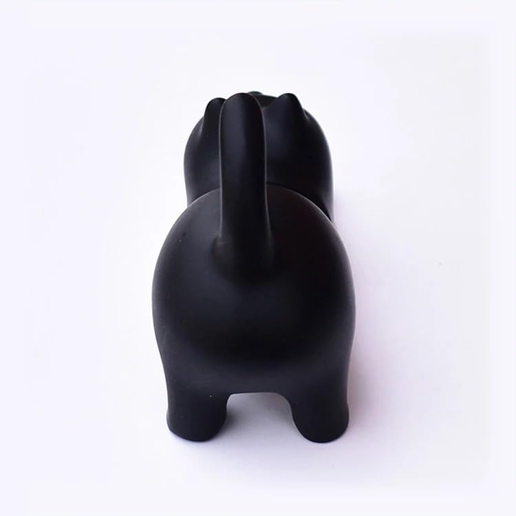 Black Cat Smartphone Stand for Desk, Resein Adjustable Desk Phone Stand, Cute Animal Desktop Accessories, Best Gift for Girls, Office, Home Décor, Mount for iPhone, iPad