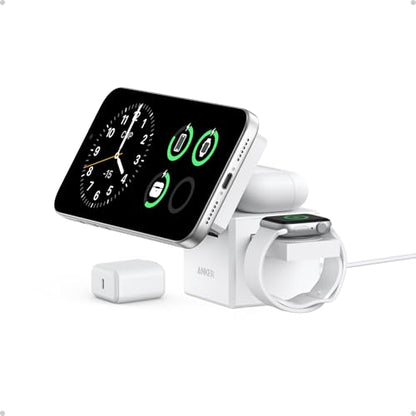 Anker 3-in-1 Cube MagSafe Compatible Qi2 15W Foldable Charging Station - color: Aurora White