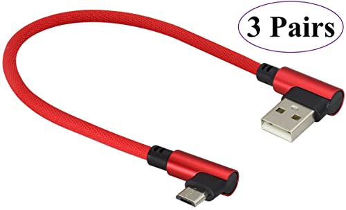 (23cm/9inch 90 Degree Micro USB Cable Right Angle USB 2.0 A Male to Micro Male Fast Sync & Charging Cable for Android, Samsung, LG,Huawei, Smartphones & More(Red/3-Pack) - color: 0.23m/Red