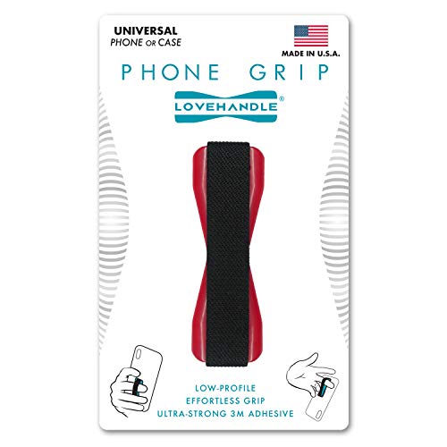 LOVEHANDLE Original Universal Phone Grip - Black Strap, Red Base