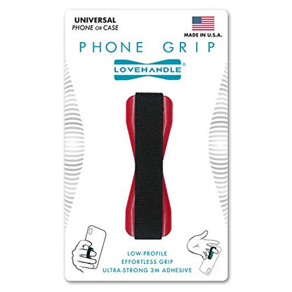 LOVEHANDLE Original Universal Phone Grip - Black Strap, Red Base