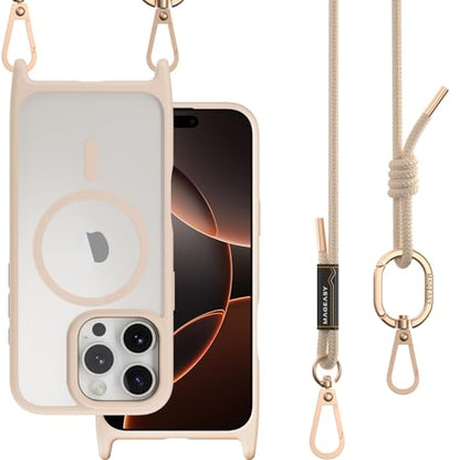 MAGEASY Roam MagSafe Crossbody iPhone Case with Adjustable Strap for iPhone 16 Pro, Magnetic Case with Detachable Lanyard, 16FT Drop Defense, Camera Control Compatible (Rosé) - color: Rosé, size: iPhone 16 Pro