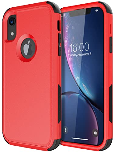 Diverbox for iPhone Xr Case [Shockproof] [Dropproof] [Dust-Proof],Heavy Duty Protection Phone Case Cover for Apple iPhone XR - color: Red-3in1