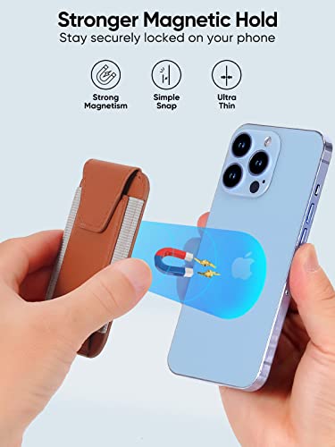 Miroddi for MagSafe Wallet with Privacy Flap, Strongest Magnetic Wallet | 7 Cards Holder, RFID Blocking, Leather Magnetic Phone Wallet for iPhone 17/16/15/14/13/12 Series and Pixel 10 Series - color: Brown