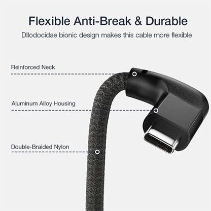 Right Angle USB C Extension Cable 1.6FT, USB-C 3.2 Male to Female Cable - color: BLACK, size: 1.6FT