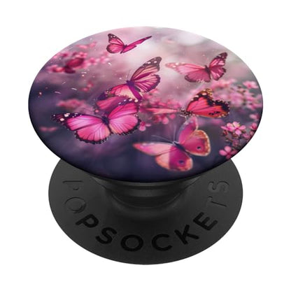 Pink Butterflies PopSockets Standard PopGrip - style: Standard