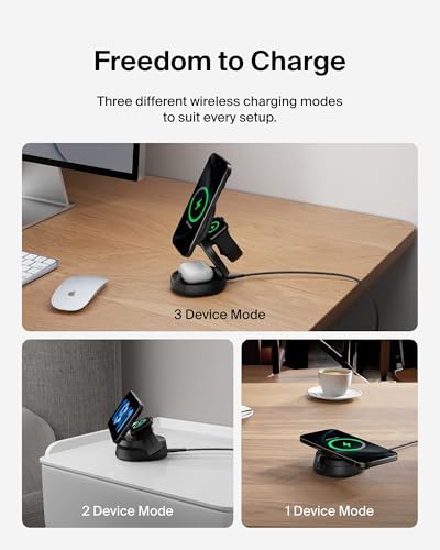 Belkin Qi2 15W Wireless Fast Charging Station, 3 in 1 iPhone Charger - color: Black, style: 3 in 1