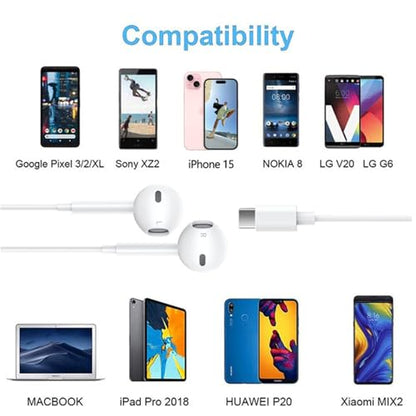 2 Pack USB C Headphones for iPhone 17/16/15, iPad, Mac for Most USB C Jack