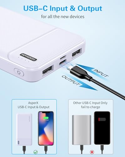 AsperX 2 Pack 10000mAh Portable Charger Dual USB Power Bank Battery Pack - color: Light blue+light purple
