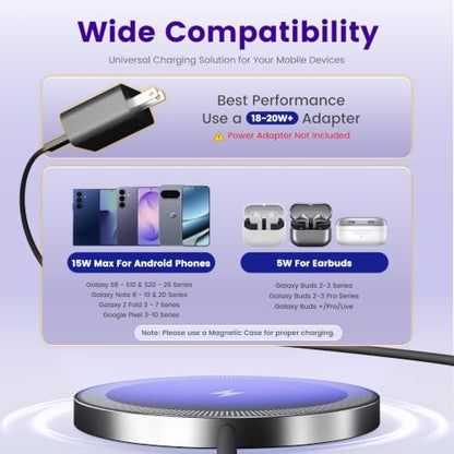 15W Magnetic Fast Charging Pad, Wireless Charger for Samsung & Android - color: (for Samsung) Black*2