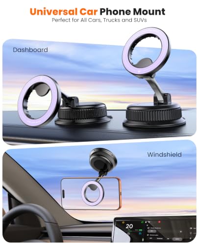 Magnetic Car Phone Holder, for MagSafe Car Mount, Nano Gel Suction - color: Purple