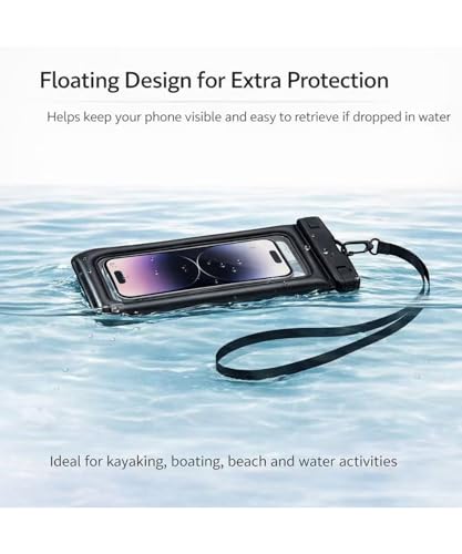 Floating Waterproof Phone Pouch (2-Pack), IPX8 Dry Bag with Built-in Airbag, Touch-Friendly Clear Case with Lanyard for Beach, Swimming, Kayaking & Cruise, Fits Phones up to 7.2" (Black-Pink) - color: Black-Pink
