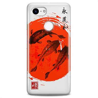 TPU Case Compatible for Google Pixel 9 8 Pro 7a 6a 5a XL 4a 5G 2 XL 3 XL 3a Koi Fish Flexible Silicone River Clear Soft Lake Japan Design Red Cute Circle Slim fit Man Print Boy Traditional - color: Japan Fishes