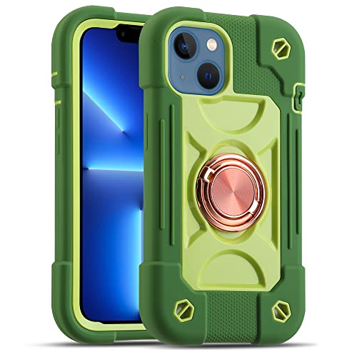 MARKILL Compatible with iPhone 14 Case/iPhone 13 Case 6.1 Inch with Built-in 360°Rotating Ring Stand, Military Grade Drop Protection Full Body Rugged Heavy Duty Durable Cover. Avocado - color: Avocado, size: iPhone 14/iPhone 13 6.1"