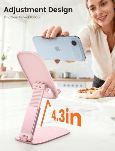 Lamicall Foldable Ultra-Thin Phone Holder, Pink Desk Accessories for Women - color: C-Pink
