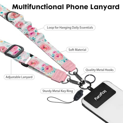 Icycay Phone Lanyard Crossbody Strap Neck Adjustable Teacher Women Peony - color: Peony Flower