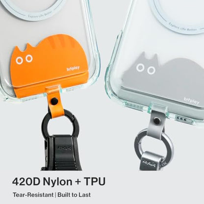 bitplay Stylish Phone Tab, Phone Strap Replacement Part for Cell Phone, Safety Lanyard Patch - color: Tuxedo Kitty