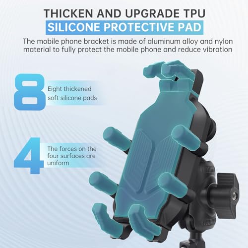 Motorcycle Phone Holder with Vibration Dampener & High Speed Secure Lock, Anti Shake Motorcycle Cell Phone Holder, Motorcycle Phone Mount for ATV Bike Fit 4.7-7.2 Smartphones
