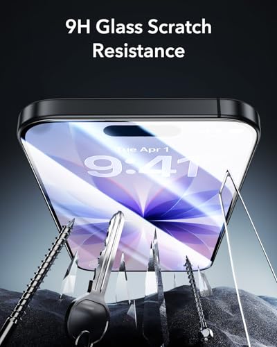ESR 3 Pack for iPhone 17/iPhone 16 Pro Screen Protector, Armorite | 7X Impact Absorption, 9H+ Tempered Glass, Easy One-Pull Installation, Full-Coverage Protection, UltraFit Tray, Bubble-Free - size: iPhone 17/16 Pro 6.3 inch