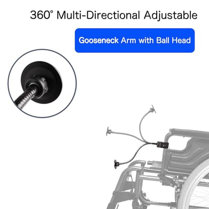 Wheelchair Magnetic Phone Holder - Adjustable Gooseneck with Angle Lock, Compatible with iPhone 16/15/14/13/12 Pro Max Series, iPad & Magnetic Phone Cases (12 Inch)